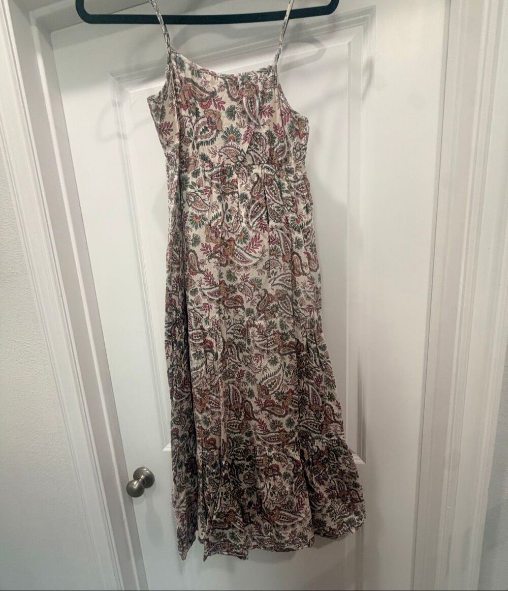 Patrons Of Peace Paisley Print Boho Maxi Dress Spaghetti Strap Long Dress XS